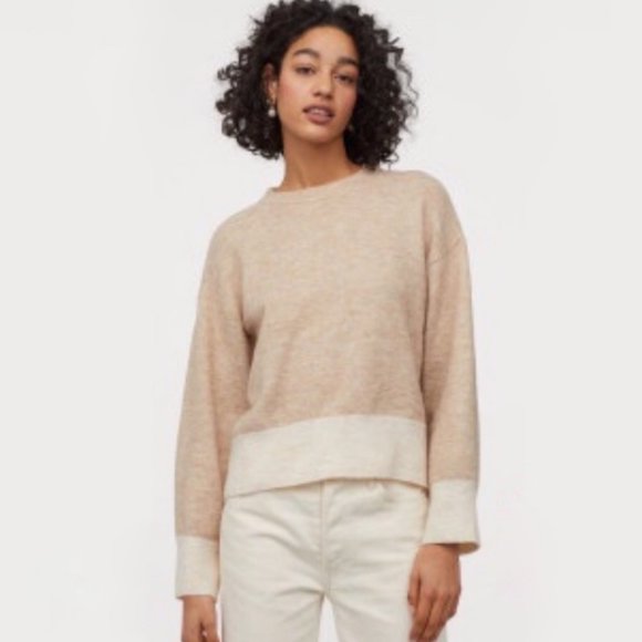 H&M Sweaters - h&m tan cream stripe sweater